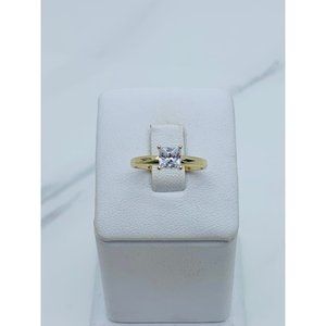 14k solid gold ring sz 6.5 Solitaire Princess cut engagement Anillo compromiso